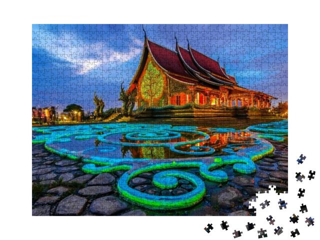 Puzzle 1000 Teile „Sirindhorn Wararam Phu Prao am Abend“