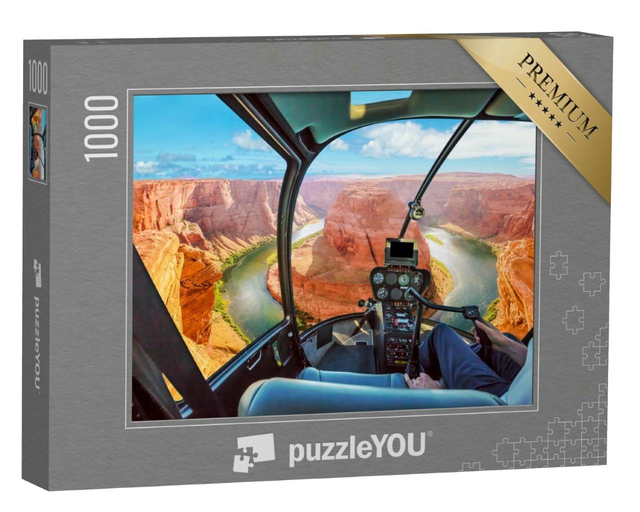 Puzzle 1000 Teile „Helikopterflug über den Horseshoe Bend des Colorado River in Arizona“