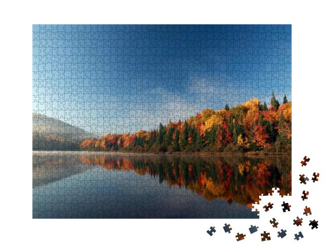 Puzzle 1000 Teile „Bunter Herbstmorgen im Parc national Mont-Tremblant, Kanada“
