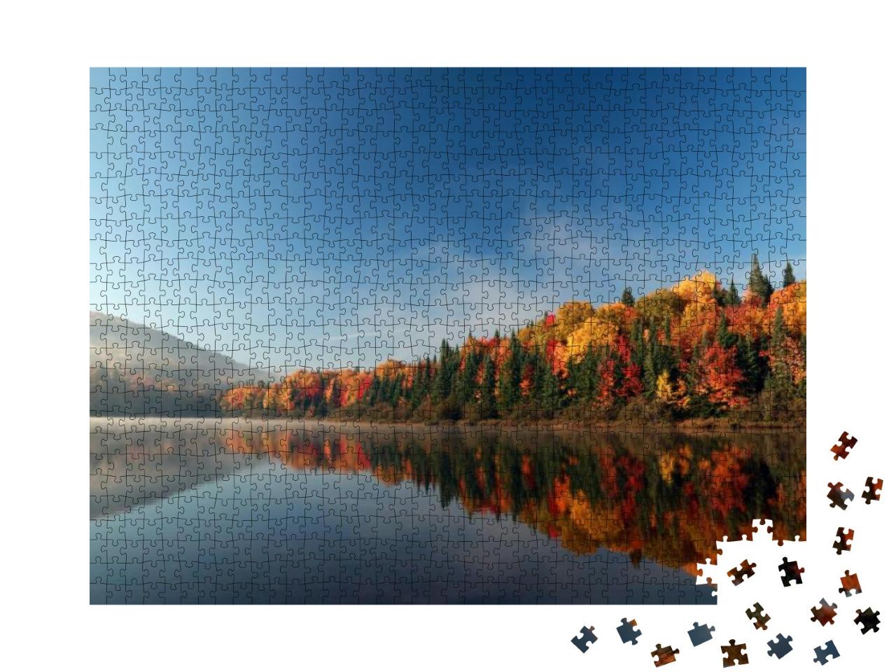 Puzzle 1000 Teile „Bunter Herbstmorgen im Parc national Mont-Tremblant, Kanada“