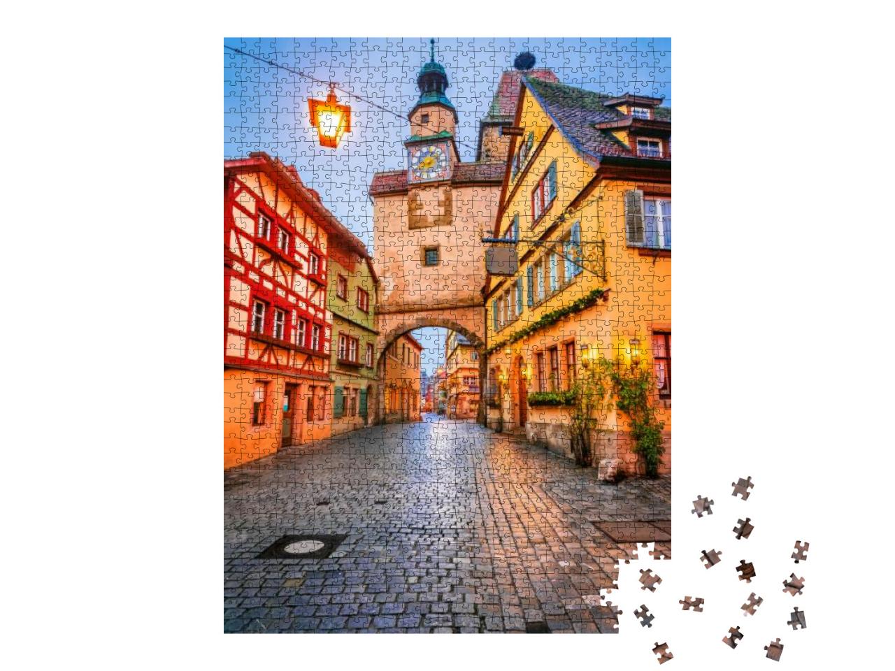 Puzzle 1000 Teile „Rothenburg ob der Tauber am Abend, Deutschland“
