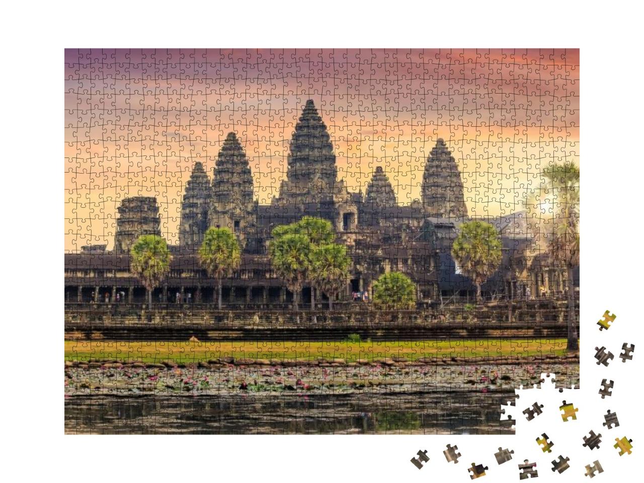Puzzle 1000 Teile „Schöner Sonnenaufgang am Angkor Wat, Siem Reap, Kambodscha“