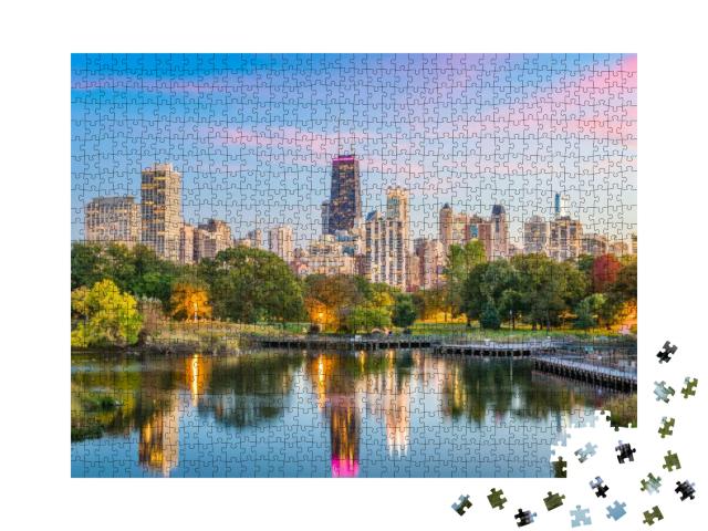 Puzzle 1000 Teile „Skyline von Chicago vom Lincoln Park aus “