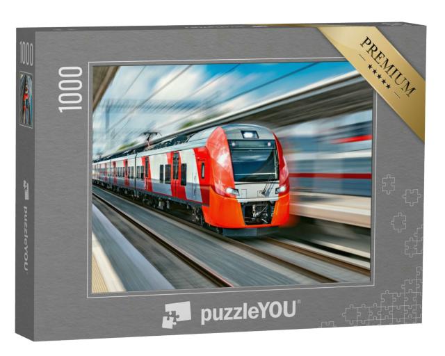 Puzzle 1000 Teile „Hochgeschwindigkeitszug rast durch den Bahnhof“