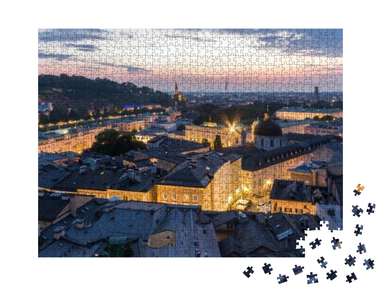 Puzzle 1000 Teile „Skyline der Stadt Salzburg mit Mozart-Wohnhaus, Österreich“