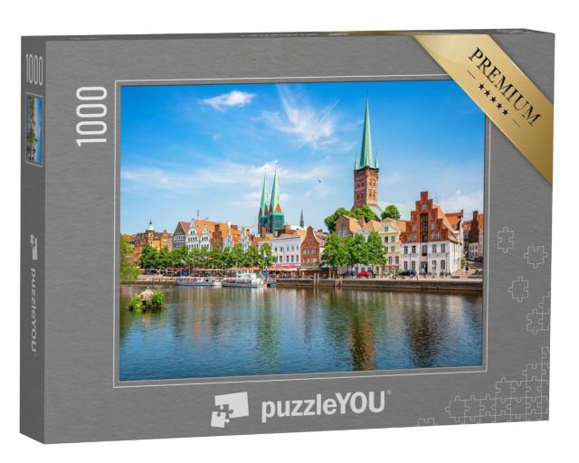 Puzzle 1000 Teile „Panoramablick auf die historische Skyline der Hansestadt Lübeck “