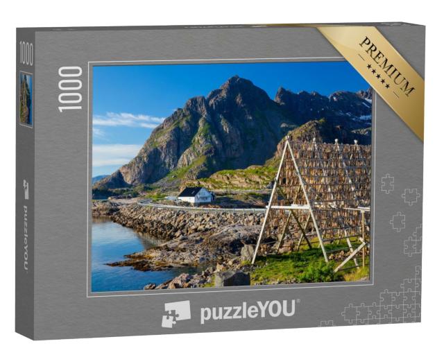 Puzzle 1000 Teile „Kabeljau zum Trocknen: Henningsvaer, Lofoten, Norwegen“