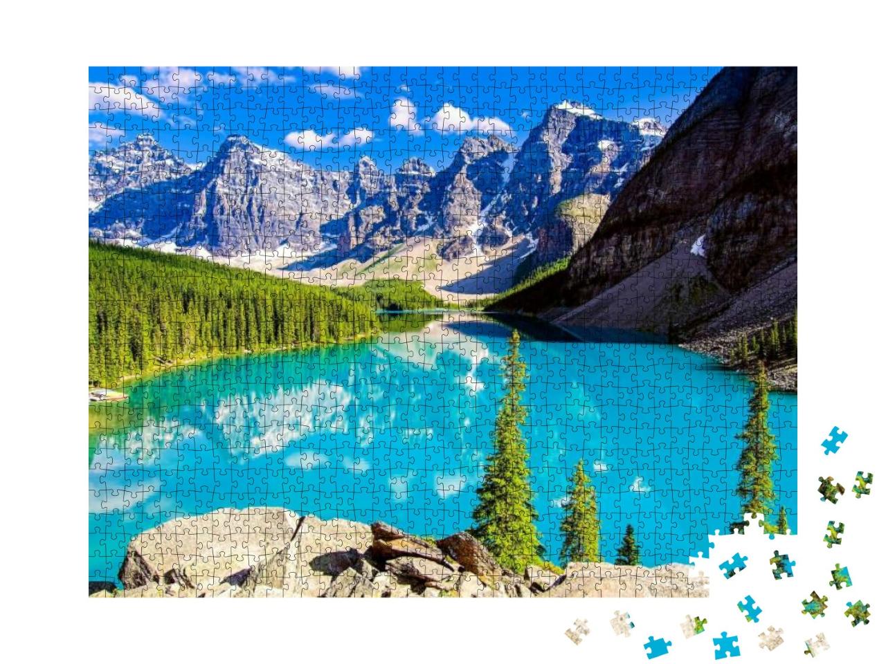 Puzzle 1000 Teile „Ein Bergsee im Naturtal im Sommer“