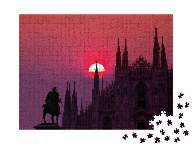 Puzzle 1000 Teile „Mailänder Dom im glühenden Abendrot“