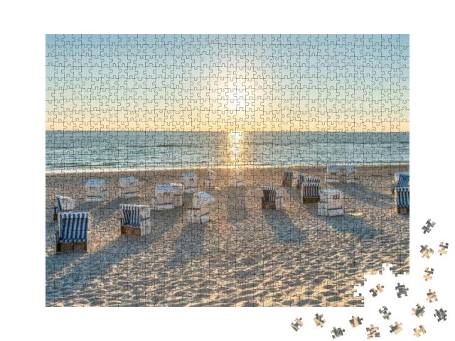 Puzzle 1000 Teile „Strandkörbe an der Nordseeküste auf Sylt, Deutschland“