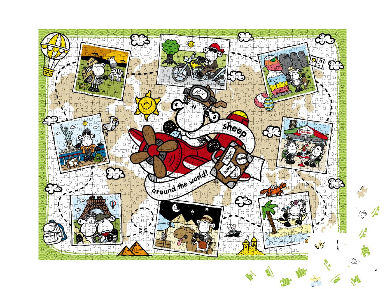 Puzzle 1000 Teile „Sheep around the world“