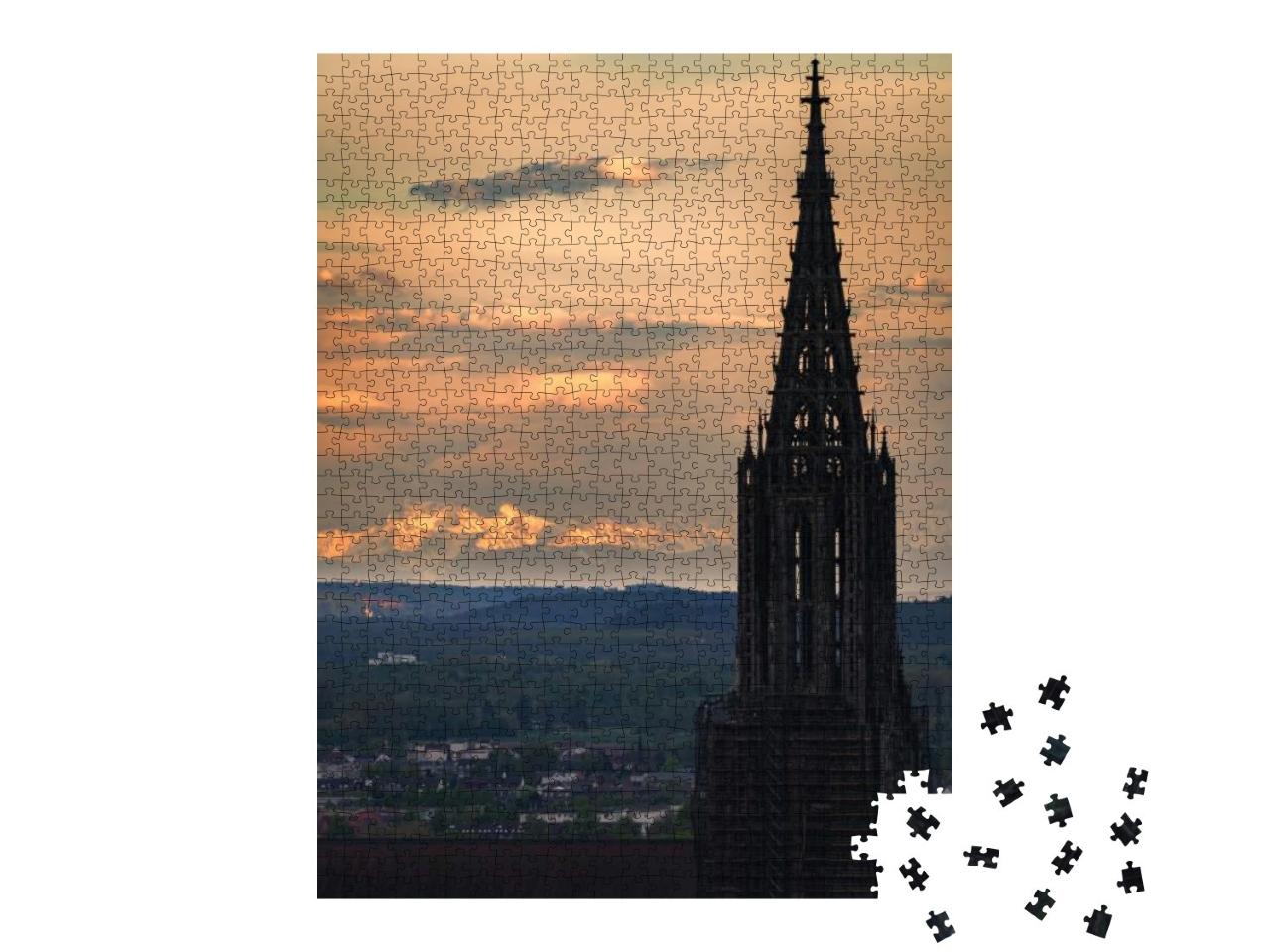 Puzzle 1000 Teile „Das Ulmer Münster bei Sonnenuntergang “