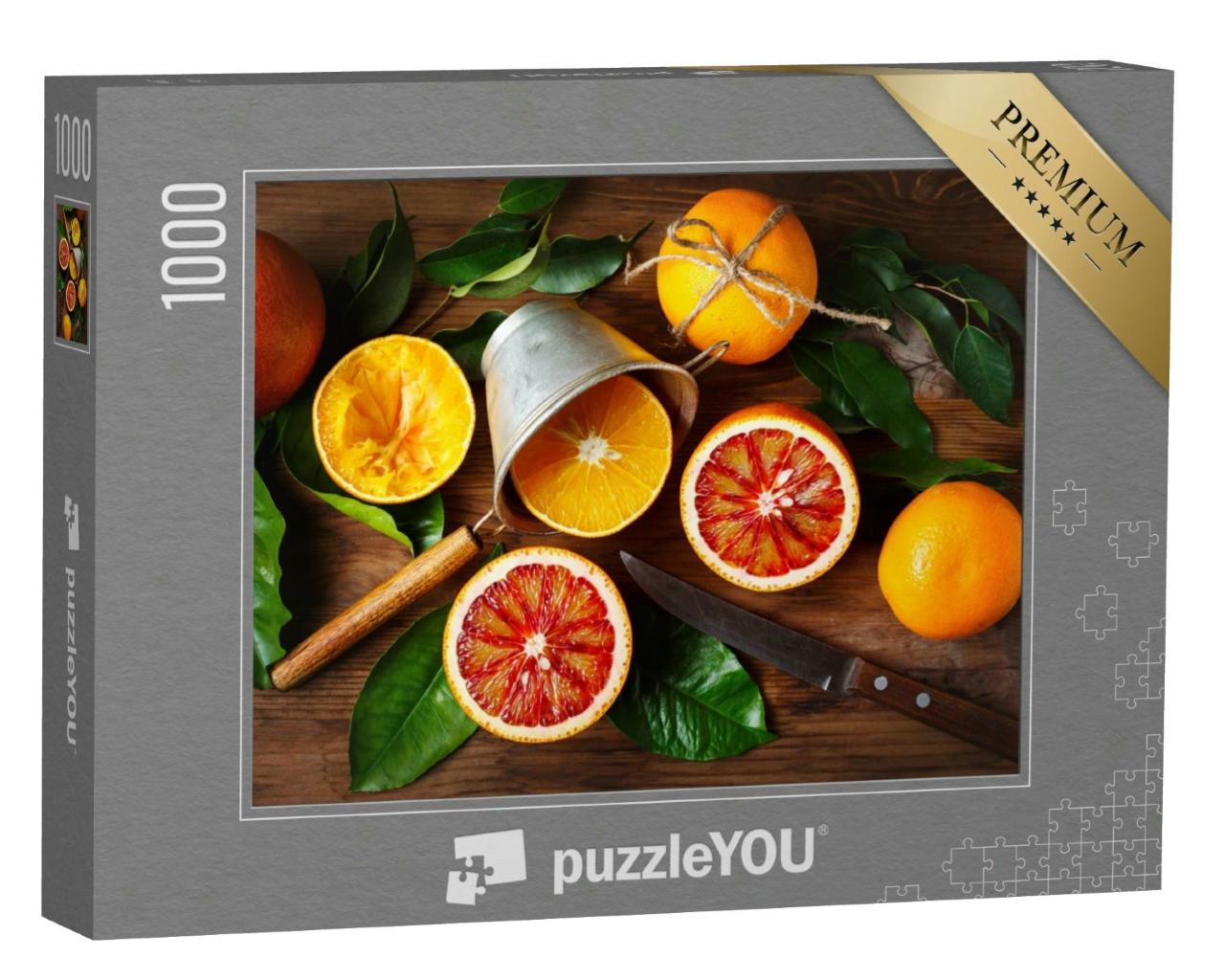 Puzzle 1000 Teile „Stillleben mit Früchten und grünen Blättern“