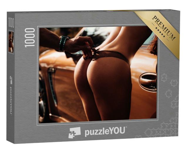 Puzzle 1000 Teile „Verführung pur: Sexy Dessous und Luxuswagen“