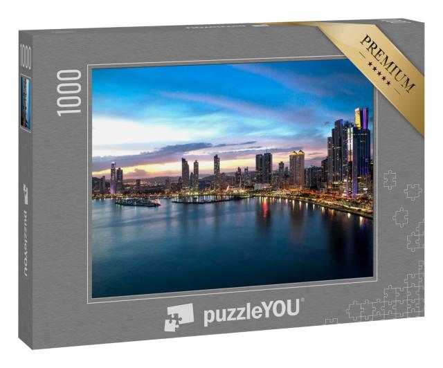Puzzle 1000 Teile „Abendliche Skyline von Panama City, Panama“