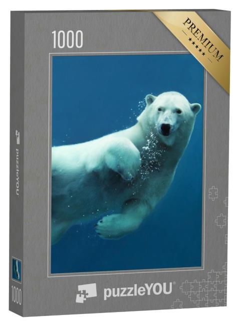 Puzzle 1000 Teile „Nahaufnahme eines schwimmenden Eisbären unter Wasser“