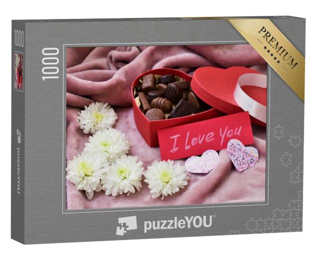 Puzzle 1000 Teile „Ein Herz und Schokolade zum Valentinstag“