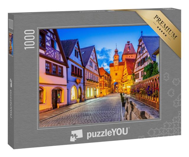 Puzzle 1000 Teile „Stadt Rothenburg ob der Tauber bei Nacht“