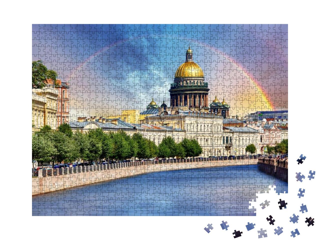 Puzzle 1000 Teile „St. Isaak-Kathedrale am Fluss Mojka, St. Petersburg, Russland“