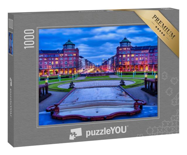 Puzzle 1000 Teile „Friedrichsplatz, Stadtpark im Winter, Mannheim, Deutschland“
