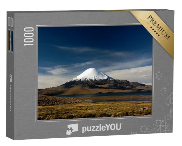 Puzzle 1000 Teile „Majestätischer Vulkan Parinacota und Lago Chungara, Nationalpark Lauca, Chile“