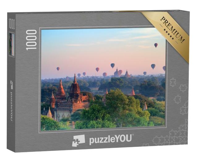 Puzzle 1000 Teile „Heißluftballons über Pagoden bei Sonnenaufgang in Bagan, Myanmar“