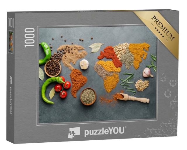 Puzzle 1000 Teile „Weltkarte aus verschiedenen Gewürzen“