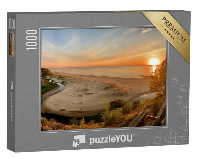 Puzzle 1000 Teile „Panoramablick auf Ostsee und Strand bei Sonnenuntergang, Saulkrasti, Lettland“