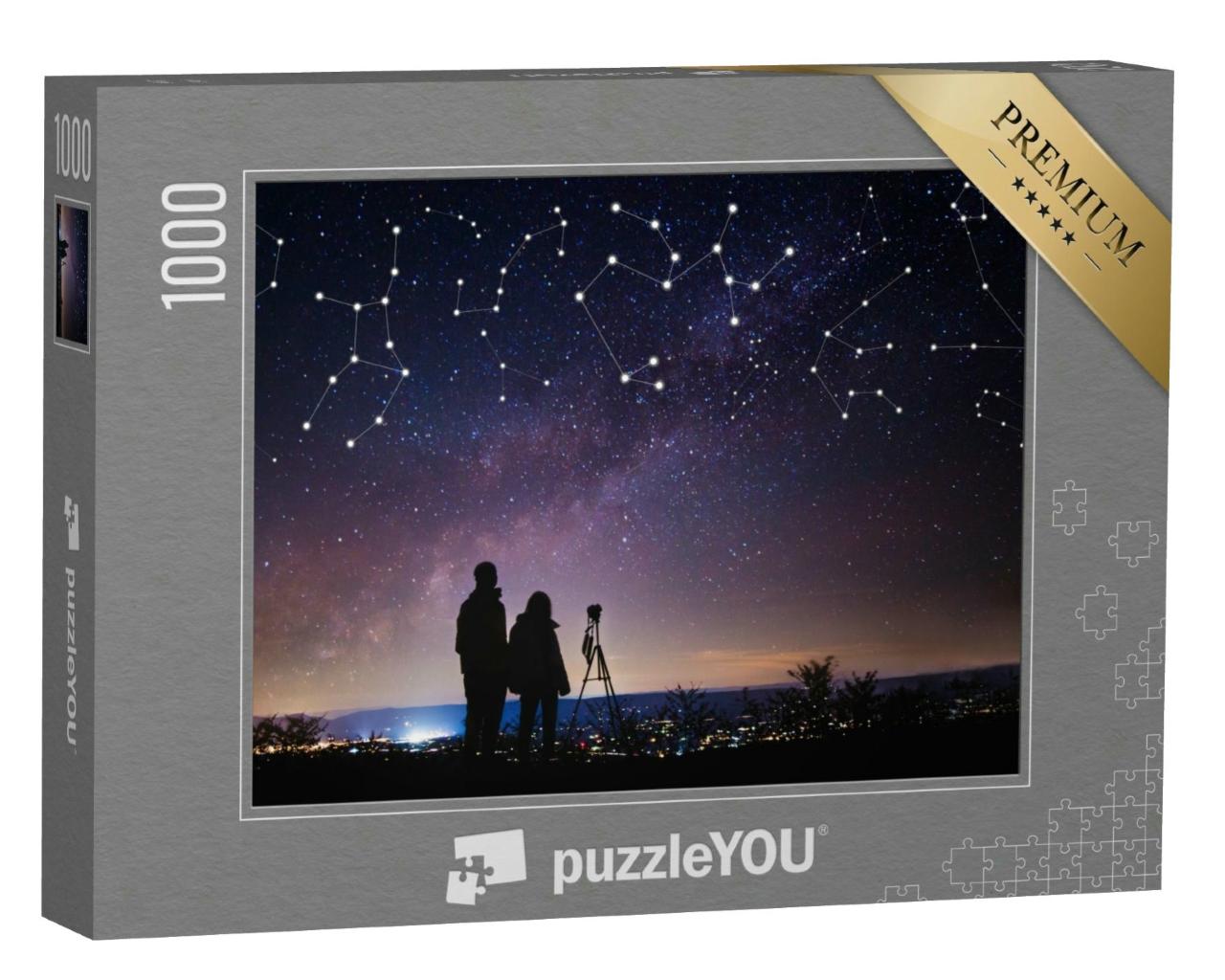 Puzzle 1000 Teile „Menschen beobachten die Sterne am Nachthimmel“