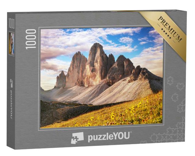 Puzzle 1000 Teile „Morgenansicht der Drei Zinnen, Südtirol, italienische Alpen“