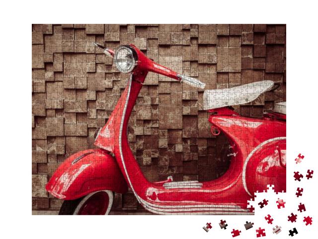 Puzzle 1000 Teile „Roter Vintage-Motorroller“