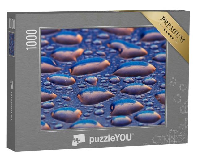 Puzzle 1000 Teile „Klare Wassertropfen auf dunkelblauer Oberfläche“