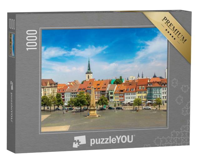 Puzzle 1000 Teile „Historisches Stadtzentrum in Erfurt an einem schönen Sommertag, Deutschland“