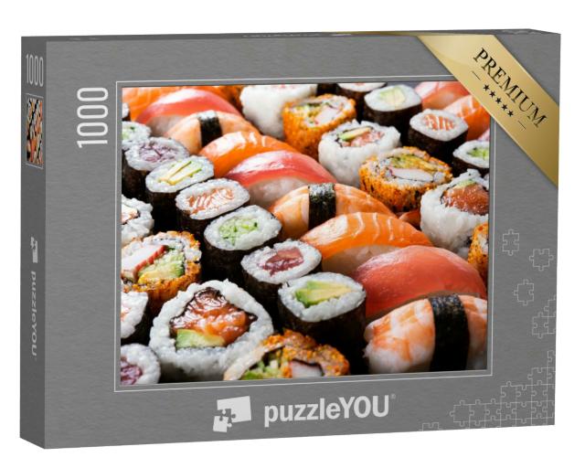 Puzzle 1000 Teile „Sushi-Auswahl aus Maki und Rollen mit Thunfisch“