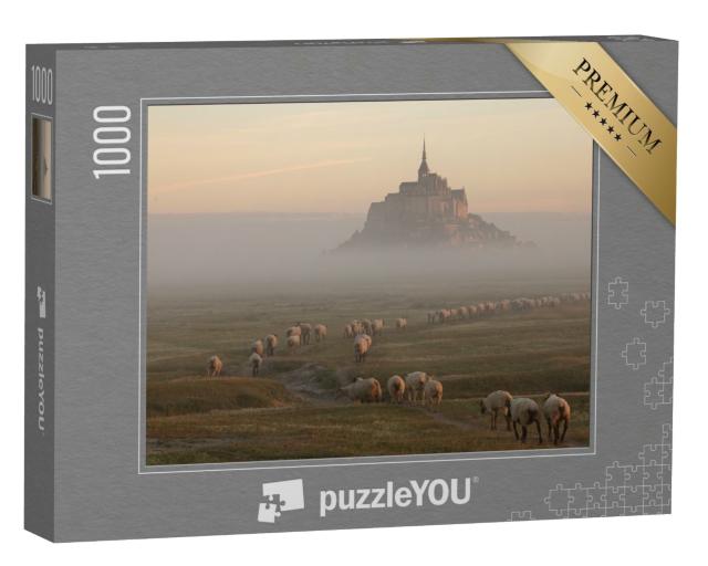 Puzzle 1000 Teile „Gezeiteninsel Le Mont Saint-Michel im Morgenlicht, Normandie, Nordfrankreich“