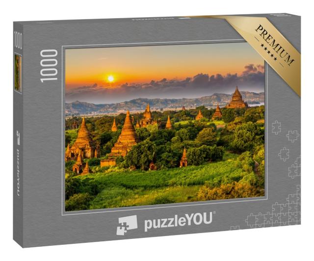 Puzzle 1000 Teile „Strahlend erleuchtete antike Tempel , Myanmar“
