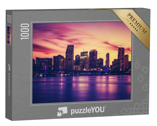 Puzzle 1000 Teile „Skyline von Miami im Sonnenuntergang“