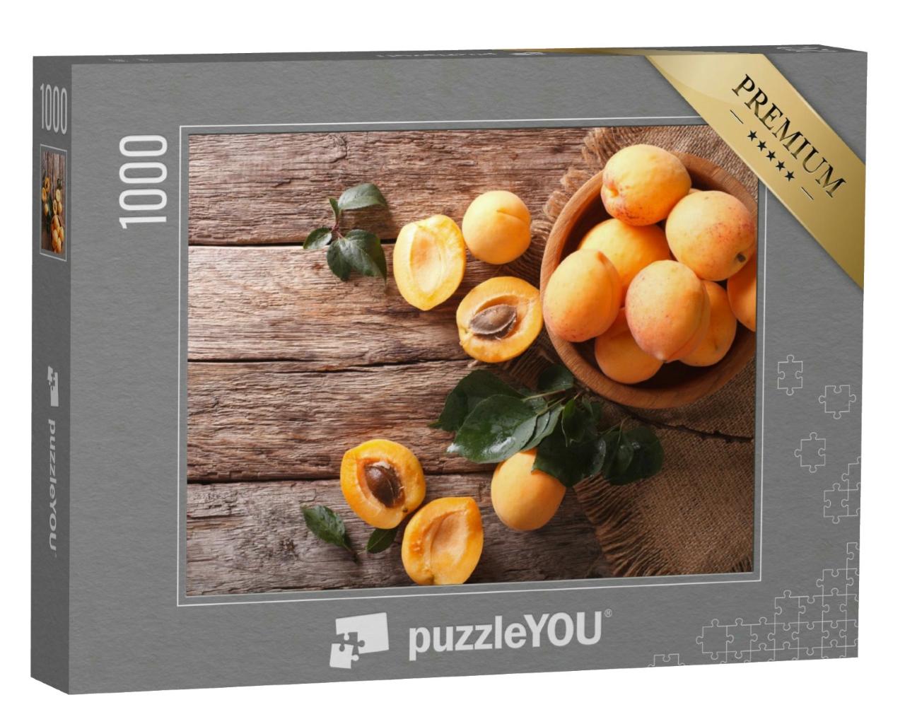 Puzzle 1000 Teile „Köstliche reife Aprikosen, eine Nahaufnahme von oben“