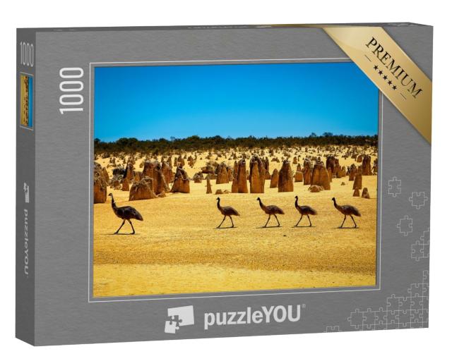 Puzzle 1000 Teile „Emus in der Pinnacles-Wüste, WA, Australien“