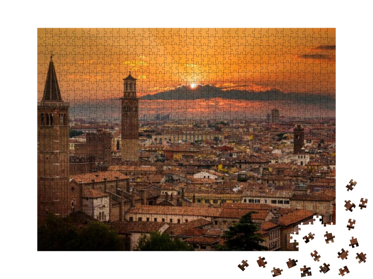 Puzzle 1000 Teile „Verona im Sonnenuntergang, Italien“