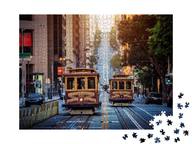 Puzzle 1000 Teile „Cable Cars auf der California Street am Morgen, San Francisco, USA“