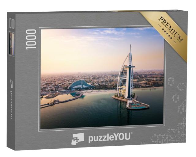 Puzzle 1000 Teile „Skyline von Dubai am Meer und das Luxushotel Burj Al Arab“