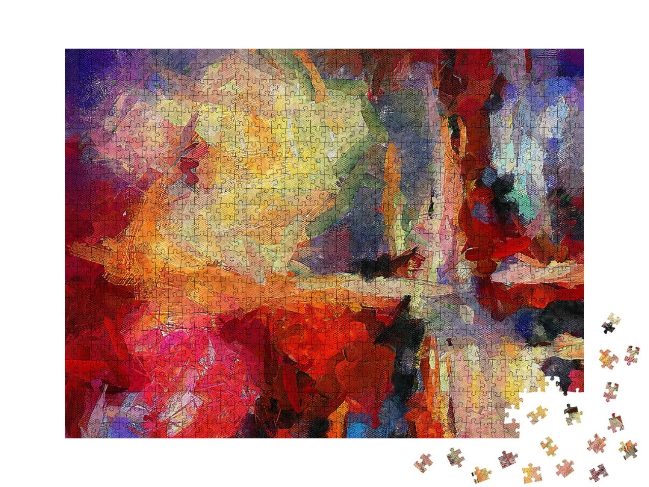 Puzzle 1000 Teile „Abstrakter Kunsthintergrund, Öl auf Leinwand“