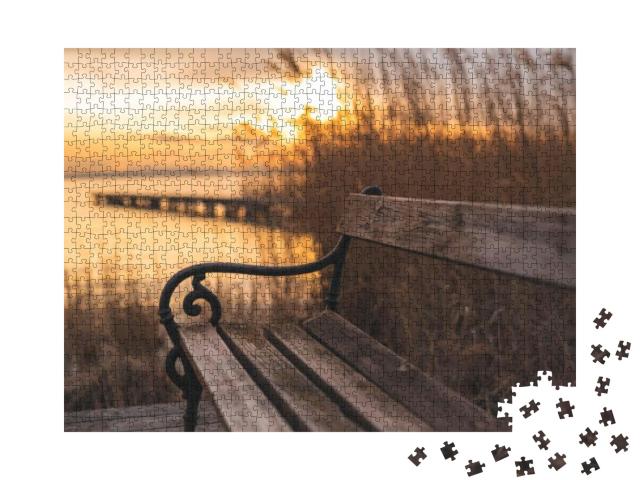 Puzzle 1000 Teile „Herbstlicher Sonnenuntergang am See“