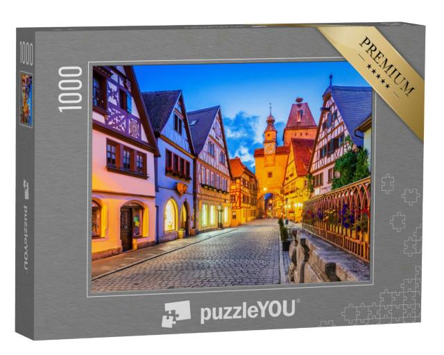 Puzzle 1000 Teile „Stadt Rothenburg ob der Tauber bei Nacht“