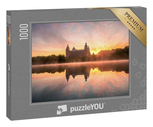 Puzzle 1000 Teile „Morgennebel über der Johannisburg in Aschaffenburg, Deutschland“