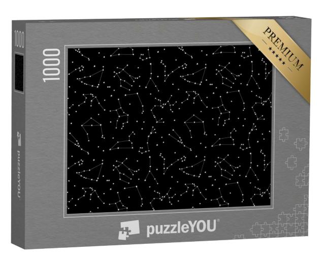 Puzzle 1000 Teile „Muster der Tierkreiskonstellationen, Formen aus Sternen und Linien“