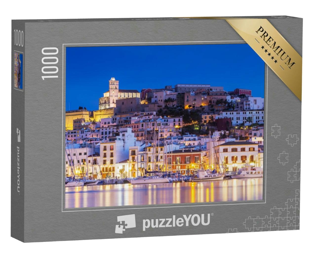 Puzzle 1000 Teile „Ibiza: Dalt Vila bei Nacht, Spanien“