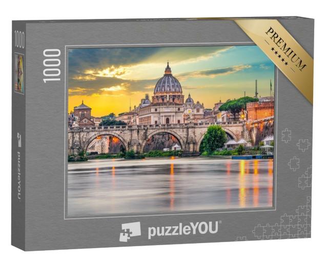 Puzzle 1000 Teile „Petersdom und Brücke Ponte Vittorio Emanuele II im Vatikan, Rom“