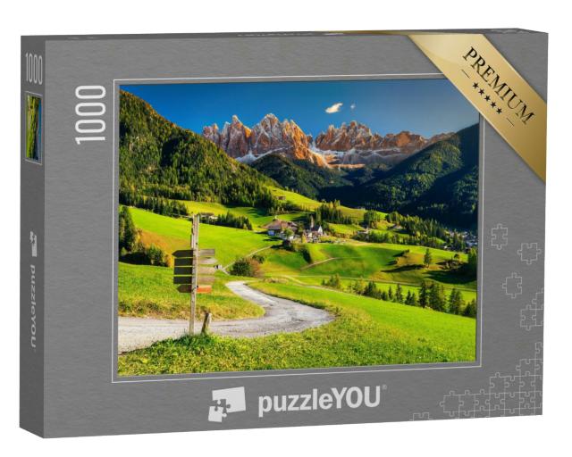 Puzzle 1000 Teile „Dorf Santa Maddalena im Val di Funes Tal, Südtirol, Italien“